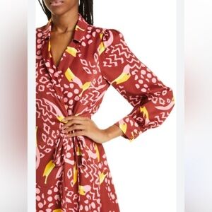 FARM RIO Toucanissimo Long Sleeve Print Wrap Dress size XS